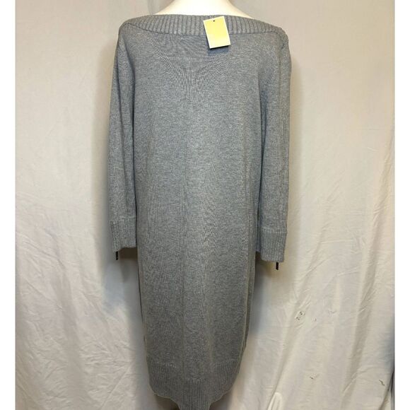 Michael Kors Light Grey Comfy Knee Length Sweater Dress Cowl Neck Women NWT - Picture 5 of 9